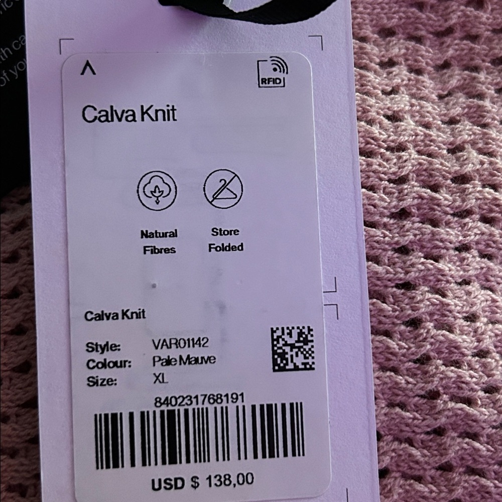 NWT Varley Cava Knit Sweater Sz XL $138 - pale mauve - Picture 7 of 7